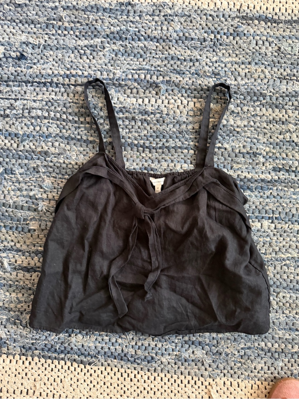 Banana Republic Black Tie-Front Spaghetti Strap Tank